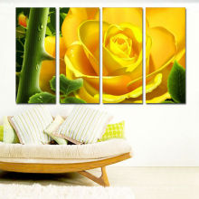 Vollfarbdruck Leinwand / Blumen Bilder Drucke auf Leinwand Kunst / Gelbe Rose Flora Leinwand drucken